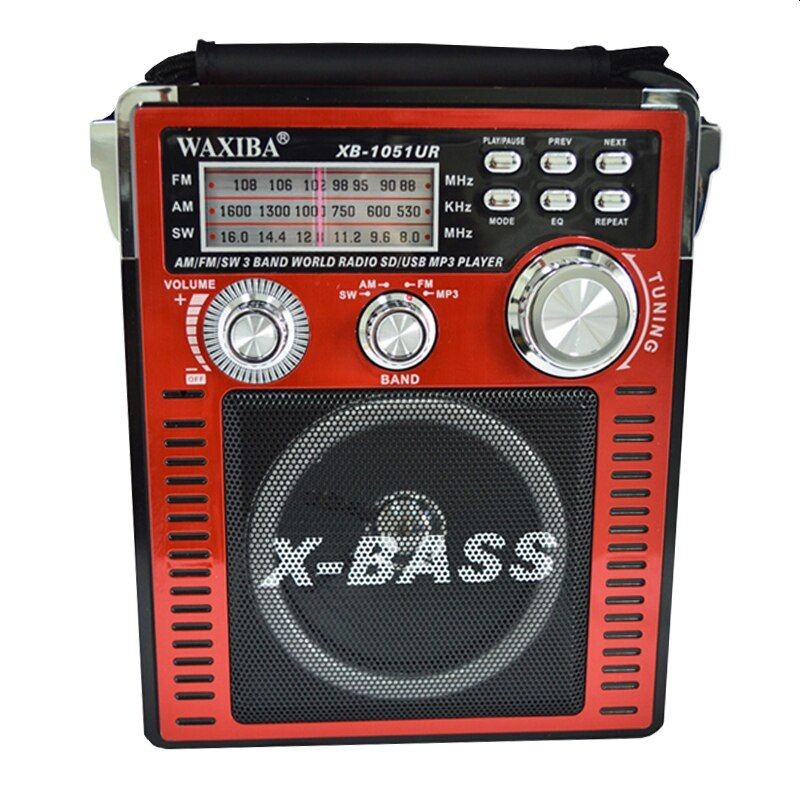 Radio portabil 3 benzi, MP3 player, SD, USB, control volum, rosu negru - imagine 4
